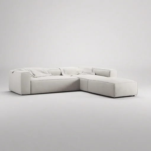 Decotique Grand 4-Personers Sofa Divan Åben Ende Med Fodskammel Højre Moonwhite