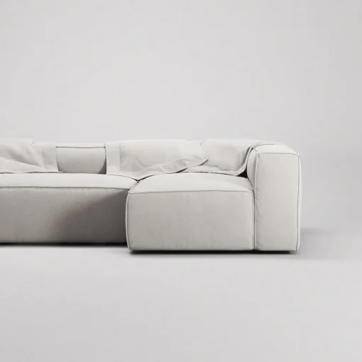 Decotique Grand 4-Personers Sofa Divan Åben Ende Med Fodskammel Højre Moonwhite