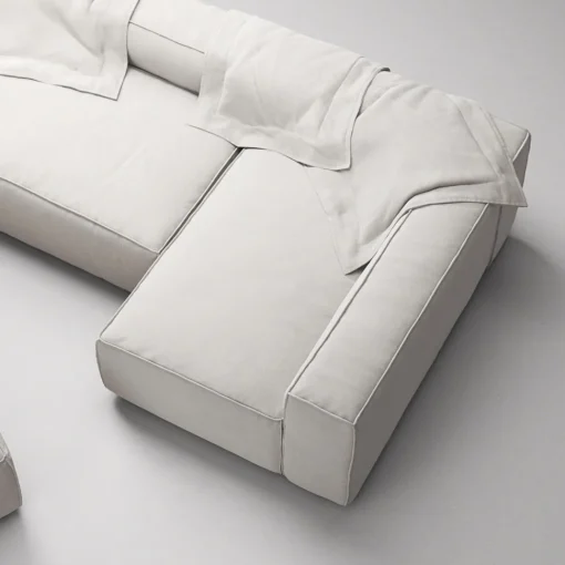 Decotique Grand 4-Personers Sofa Divan Åben Ende Med Fodskammel Højre Moonwhite