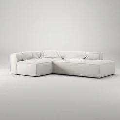 Decotique Grand 3-Personers Loungesofa Åben Ende Højre Steam/Hvid
