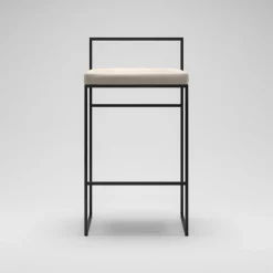 Department Barstol Med Rygstøtte 80 cm Sort/Beige Fløjl