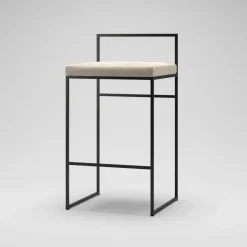 Department Barstol Med Rygstøtte 80 cm Sort/Beige Fløjl