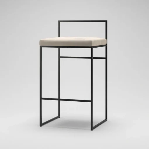 Department Barstol Med Rygstøtte 80 cm Sort/Beige Fløjl