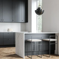 Department Barstol Med Rygstøtte 80 cm Sort/Beige Fløjl