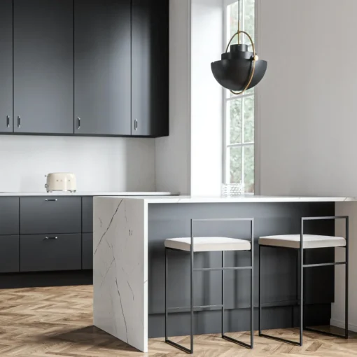 Department Barstol Med Rygstøtte 80 cm Sort/Beige Fløjl