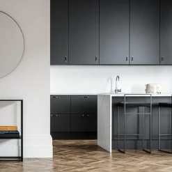 Department Barstol Med Rygstøtte 90 cm Sort/Sort Fløjl