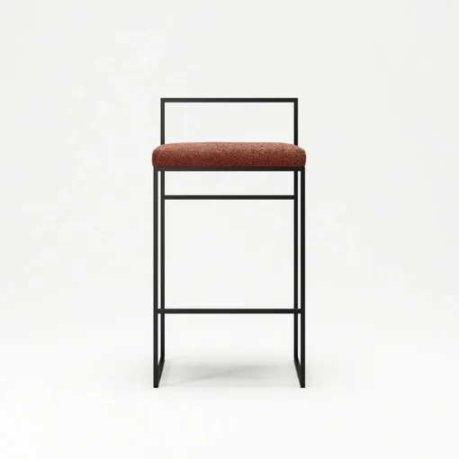 Department Barstol Med Rygstøtte 80 cm Sort/Rust Bouclé