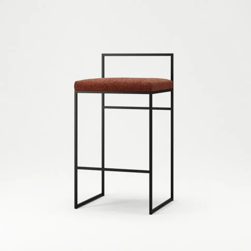 Department Barstol Med Rygstøtte 80 cm Sort/Rust Bouclé
