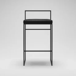 Department Barstol Med Rygstøtte 80 cm Sort/Sort Fløjl