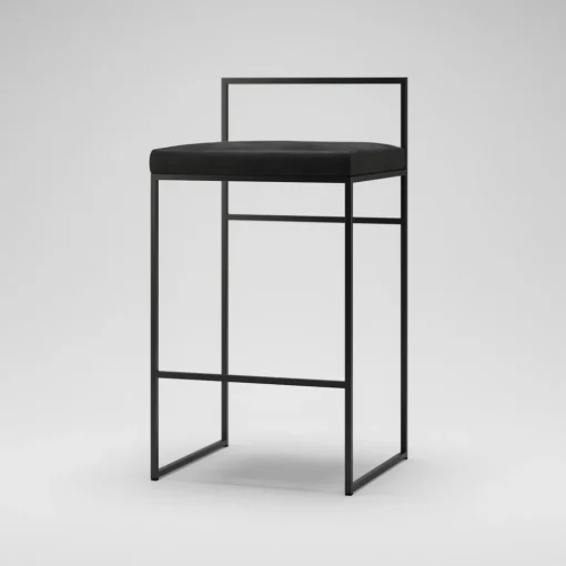 Department Barstol Med Rygstøtte 80 cm Sort/Sort Fløjl