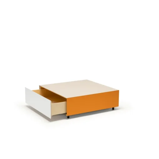 Established & Sons Bloc Sofabord Med Skuffe L85 Bright Grå/Brándt Orange/Pale Grey