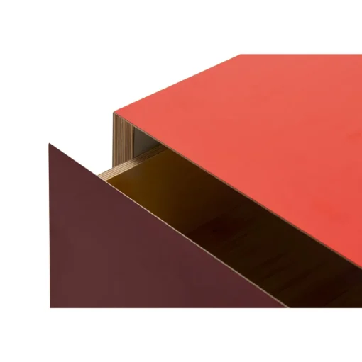 Established & Sons Bloc Sofabord Med Skuffe L85 Bright Red/Burdundy/Clay