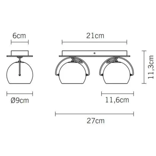 Fabbian Beluga Vág/Loftlampe Dobbelt Blå
