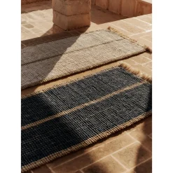 Ferm Living Athens Stripes Gulvtáppe 140x200 Natural/Ink Blue