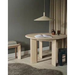 Ferm Living Bevel Rundt SpisebordØ117 Hvid/Egetrá