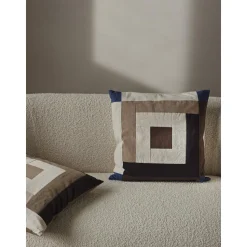 Ferm Living Border Patchwork Pude Carob Brown/Bright Blue
