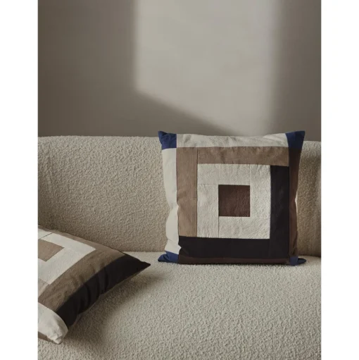 Ferm Living Border Patchwork Pude Carob Brown/Bright Blue