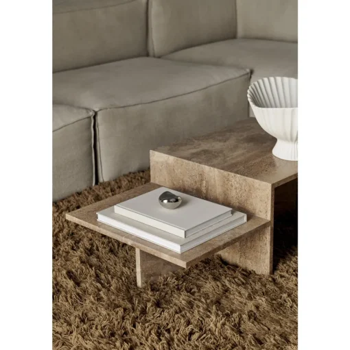 Ferm Living Distinct Sofabord Mørk Brun Travertine