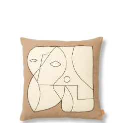 Ferm Living Figure Pude 50x50 cm Mørk Taupe/Off White