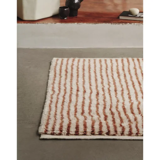 Ferm Living Kami Knyttet Gulvtáppe 80x120 Off-White/Rødbrun