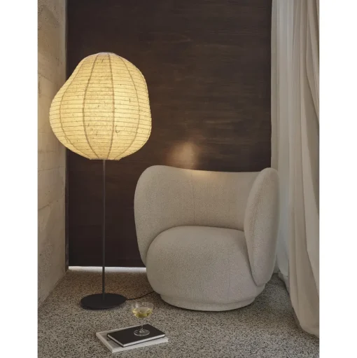 Ferm Living Kurbis Gulvlampe Høj Natural/Sort