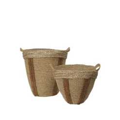 Ferm Living Mar Woven Kurve Sát af 2 Natural/Rødbrun