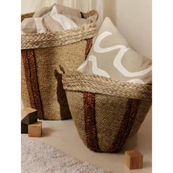 Ferm Living Mar Woven Kurve Sát af 2 Natural/Rødbrun
