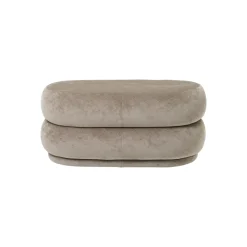 Ferm Living Oval Puf Faded Velvet Beige