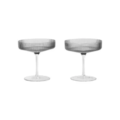 Ferm Living Ripple Champagne Skål Sát af 2 Røget