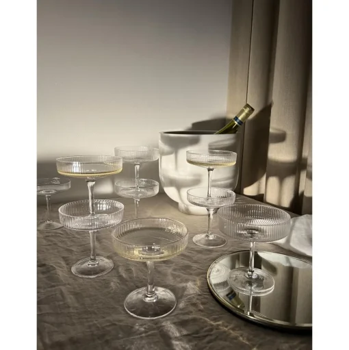 Ferm Living Ripple Champagne Skål Sát af 2 Røget