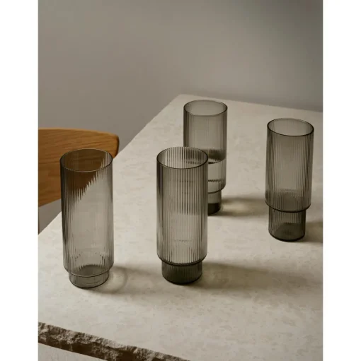 Ferm Living Ripple Glas Sát af 4 Frostet