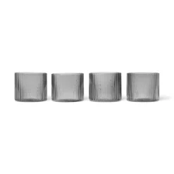Ferm Living Ripple Low Glas Sát af 4 Røget