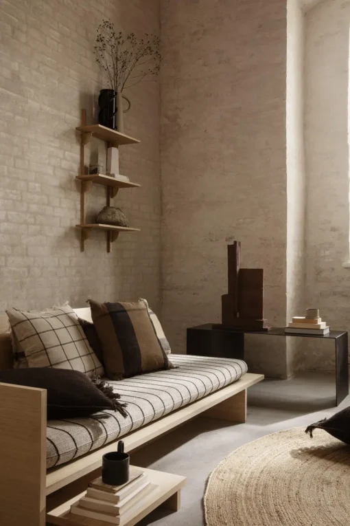 Ferm Living Sector Hylde Single Bred Eg/Sort Messing