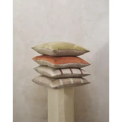 Ferm Living Senti Stribet Pude Mørk Sand/Linned