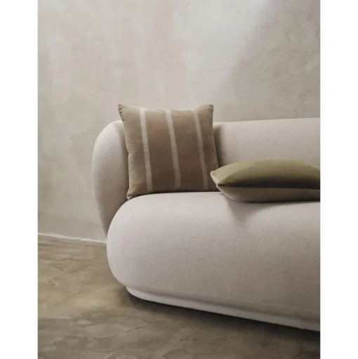 Ferm Living Senti Stribet Pude Mørk Sand/Linned