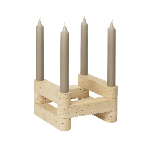 Ferm Living x Utzon Can Lis Newel Modular Lysestage Sát Travertin