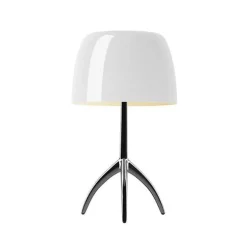 Foscarini Lumiere Bordlampe Piccola Varm Hvid Aluminium med Lysdámper