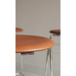 Fritz Hansen High Dot Barstol H76 4-legs Krom/Láder