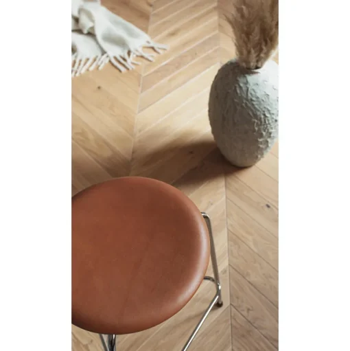 Fritz Hansen High Dot Barstol H76 4-legs Krom/Láder