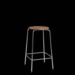 Fritz Hansen High Dot Barstol H65 4-legs Krom/Valnødfiner