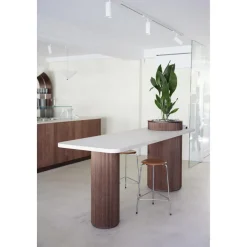 Fritz Hansen High Dot Barstol H65 3-legs Krom/Valnød