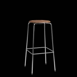 Fritz Hansen High Dot Barstol H76 4-legs Krom/Valnød