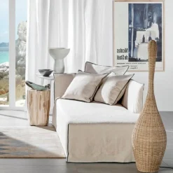 Gervasoni Ghost 20 L Chaise Lounge Lino Bianco