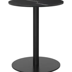 GUBI 1.0 Spisebord RundtØ60 cm M. Sort Base og Sort Marquina Marmor Top