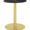 GUBI 1.0 Spisebord RundtØ60 cm M. Messing Base og Sort Marquina Marmor Top