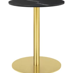 GUBI 1.0 Spisebord RundtØ60 cm M. Messing Base og Sort Marquina Marmor Top