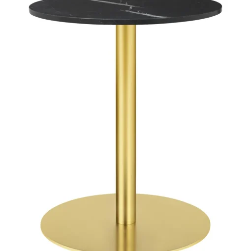 GUBI 1.0 Spisebord RundtØ60 cm M. Messing Base og Sort Marquina Marmor Top