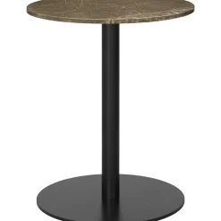 GUBI 1.0 Spisebord RundtØ60 cm M. Sort Base og Brun Emperador Marmor Top