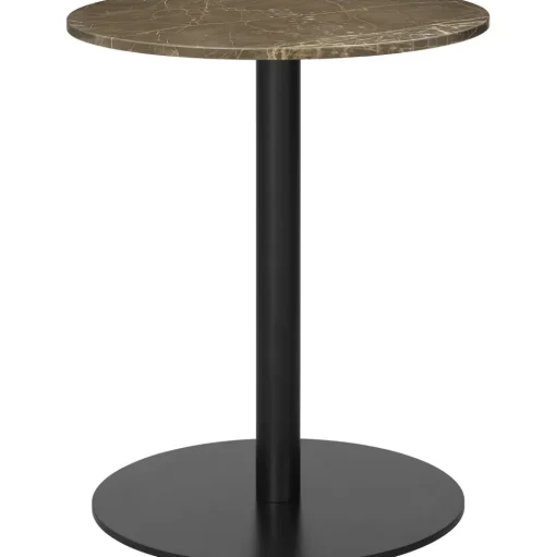 GUBI 1.0 Spisebord RundtØ60 cm M. Sort Base og Brun Emperador Marmor Top
