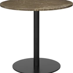 GUBI 1.0 Spisebord RundtØ80 cm M. Sort Base og Brun Emperador Marmor Top